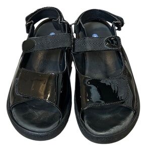 Wolky Black Leather Sandals with Velcro straps size 41 or 10